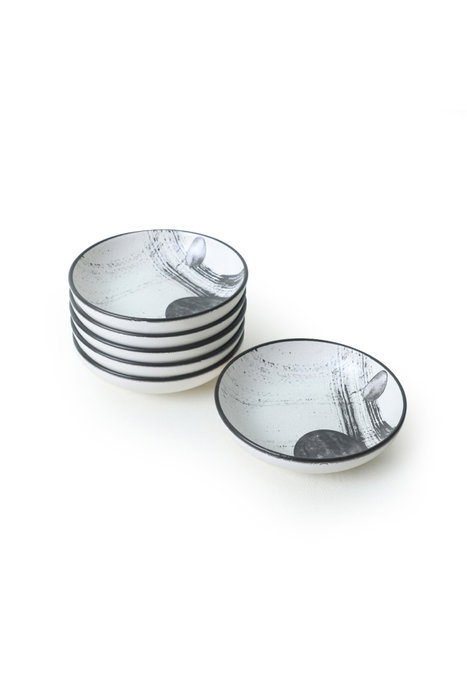 Hermia Juego de 6 Salseras de Gres Cerámico Blanco Mate 13 cm